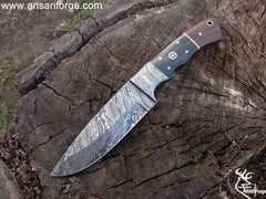 Handmade Damascus Hunting Knife Bushcraft knife with Sheath 9.0 Inches Fixed Blade Survival knife