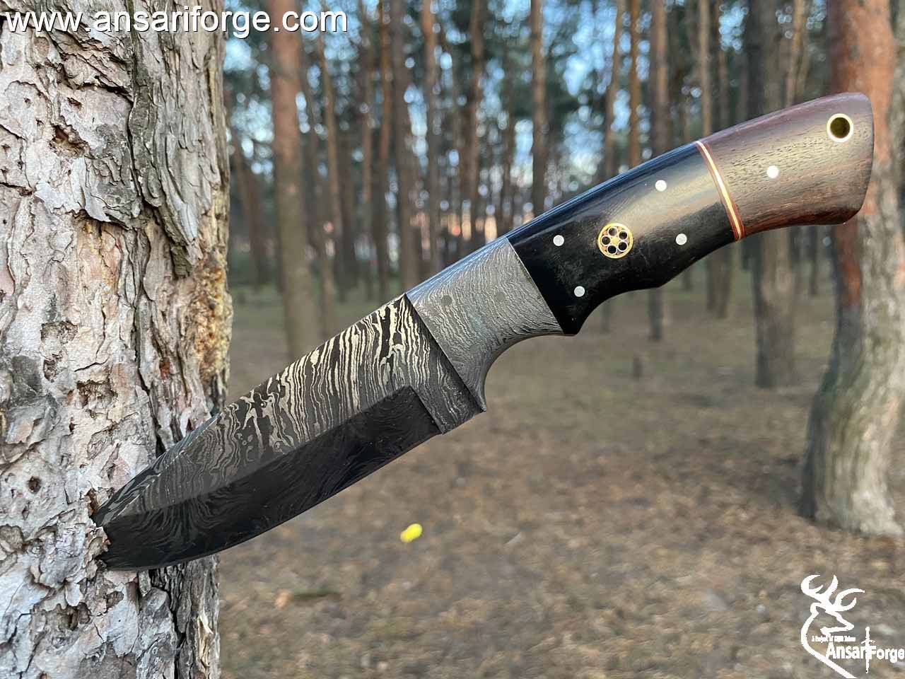 Handmade Damascus Hunting Knife Bushcraft knife with Sheath 9.0 Inches Fixed Blade Survival knife