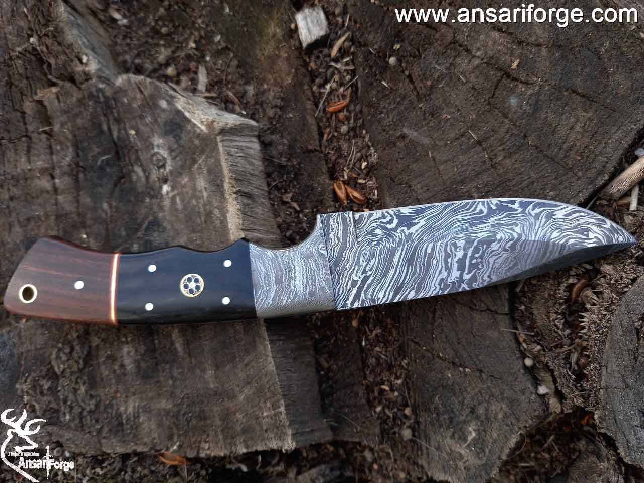 Handmade Damascus Hunting Knife Bushcraft knife with Sheath 9.0 Inches Fixed Blade Survival knife
