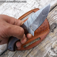 Best EDC Knife 6 Inches Fixed Blade Mini Damascus Knife For Hunting , Camping & Skinning