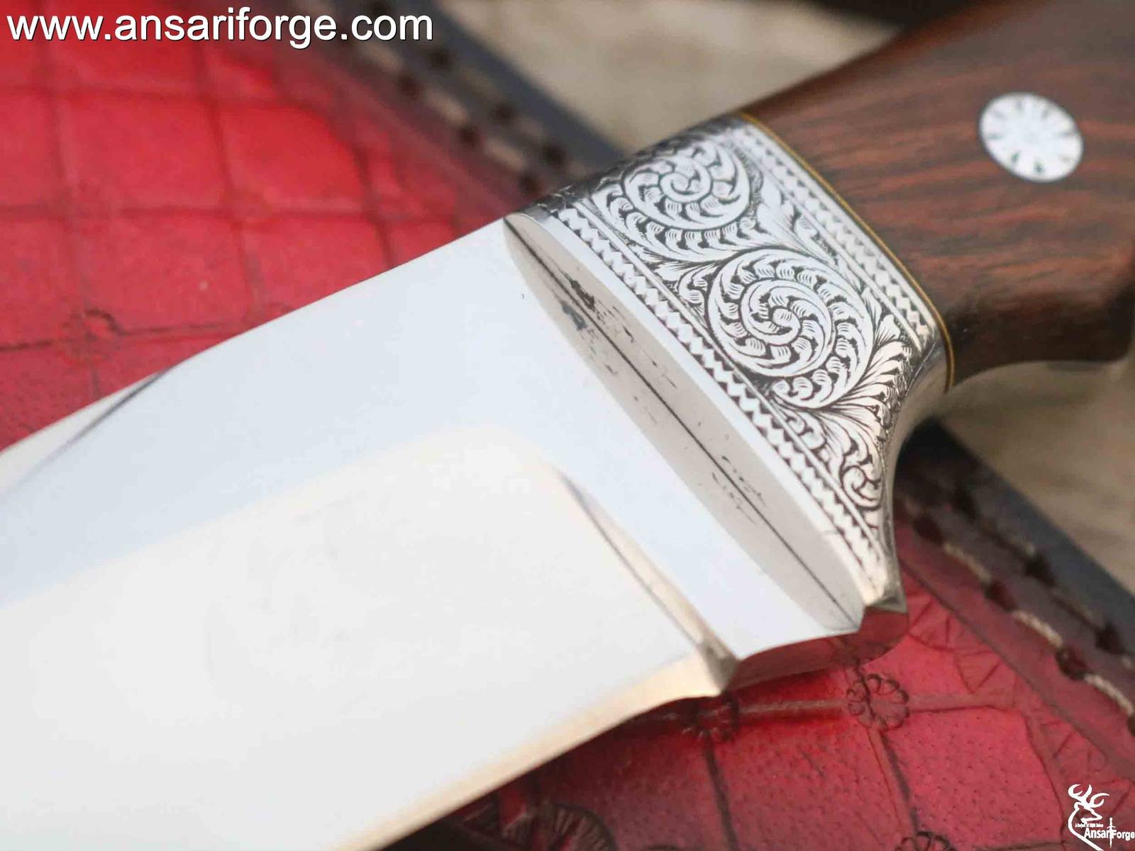 Handmade forged 440c steel engraved bolsters hunting knife with sheath - Awesome gift for men