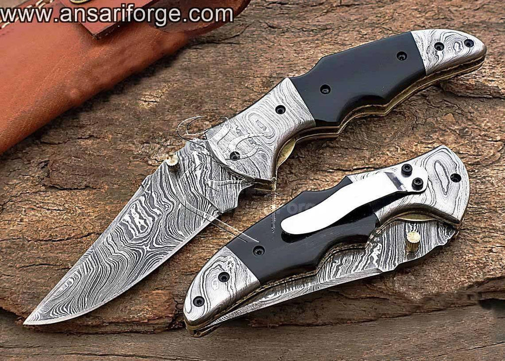 Damascus steel folding knife - Black Friday Deal.