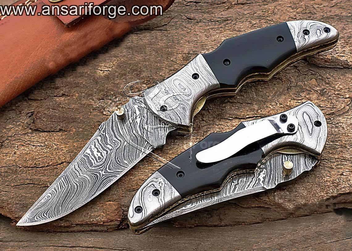Damascus steel folding knife - Black Friday Deal.
