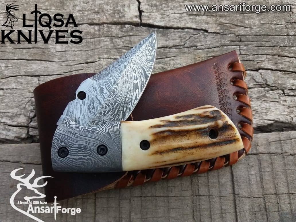 Damascus steel pocket knife - Folding knife