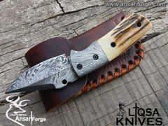 Damascus steel pocket knife - Folding knife