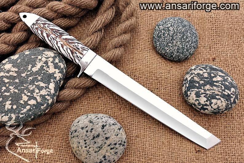 Hand forged D2 tool steel Tanto Hunter