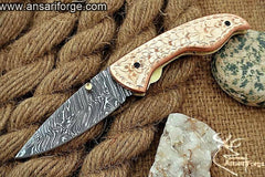 Damascus engraved pocket knife - Black Friday Offer
