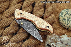 Damascus engraved pocket knife - Black Friday Offer