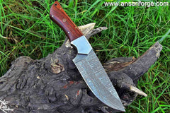 Ansari Forge Damascus steel Knife – Handmade with Genuine Cowhide Leather Sheath.