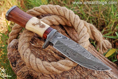 Custom Handmade Damascus Bowie Hunting Knife