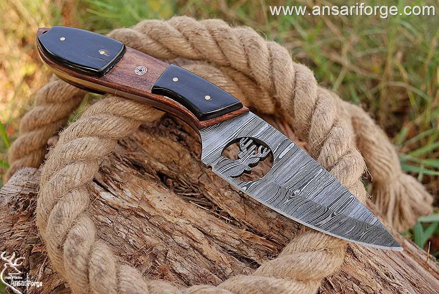 Custom Made Damascus Hunting Knife, Deer Skinning Knife , gift