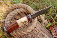 Custom Handmade Damascus Bowie Hunting Knife