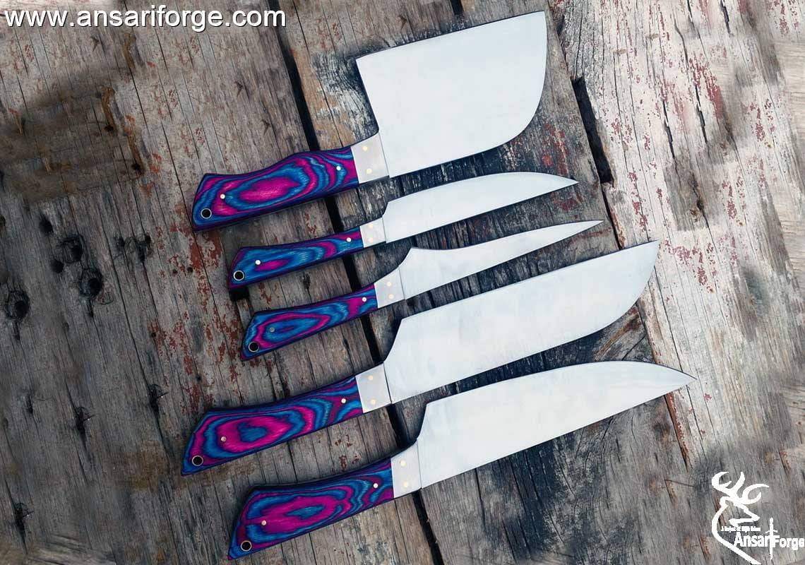 Ansari Forge 5 Piece Chefs Knife Set, Ergonomically Designed, Professional Grade 440c Steel Chef Knives, Great addition to any kitchen