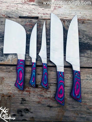 Ansari Forge 5 Piece Chefs Knife Set, Ergonomically Designed, Professional Grade 440c Steel Chef Knives, Great addition to any kitchen