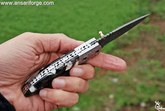 EDC Classic Damascus Folding Camping Pocket Knives with Liner Lock, Custom resin handle ,Gifts/Collections | Ansari Forge