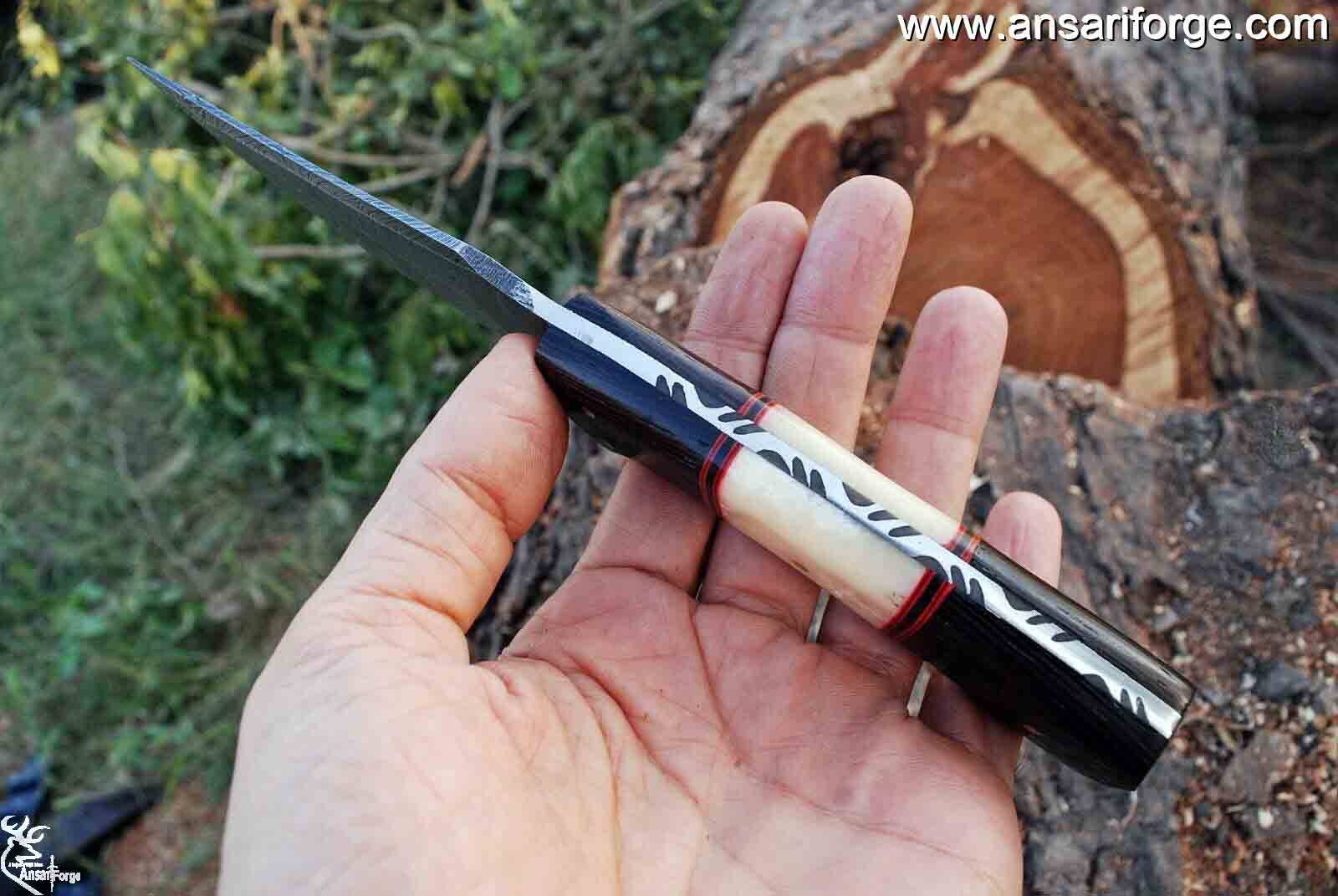Handmade Damascus steel hunting knife with leather sheath custom knife tactical survival knives