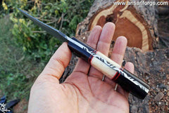 Handmade Damascus steel hunting knife with leather sheath custom knife tactical survival knives