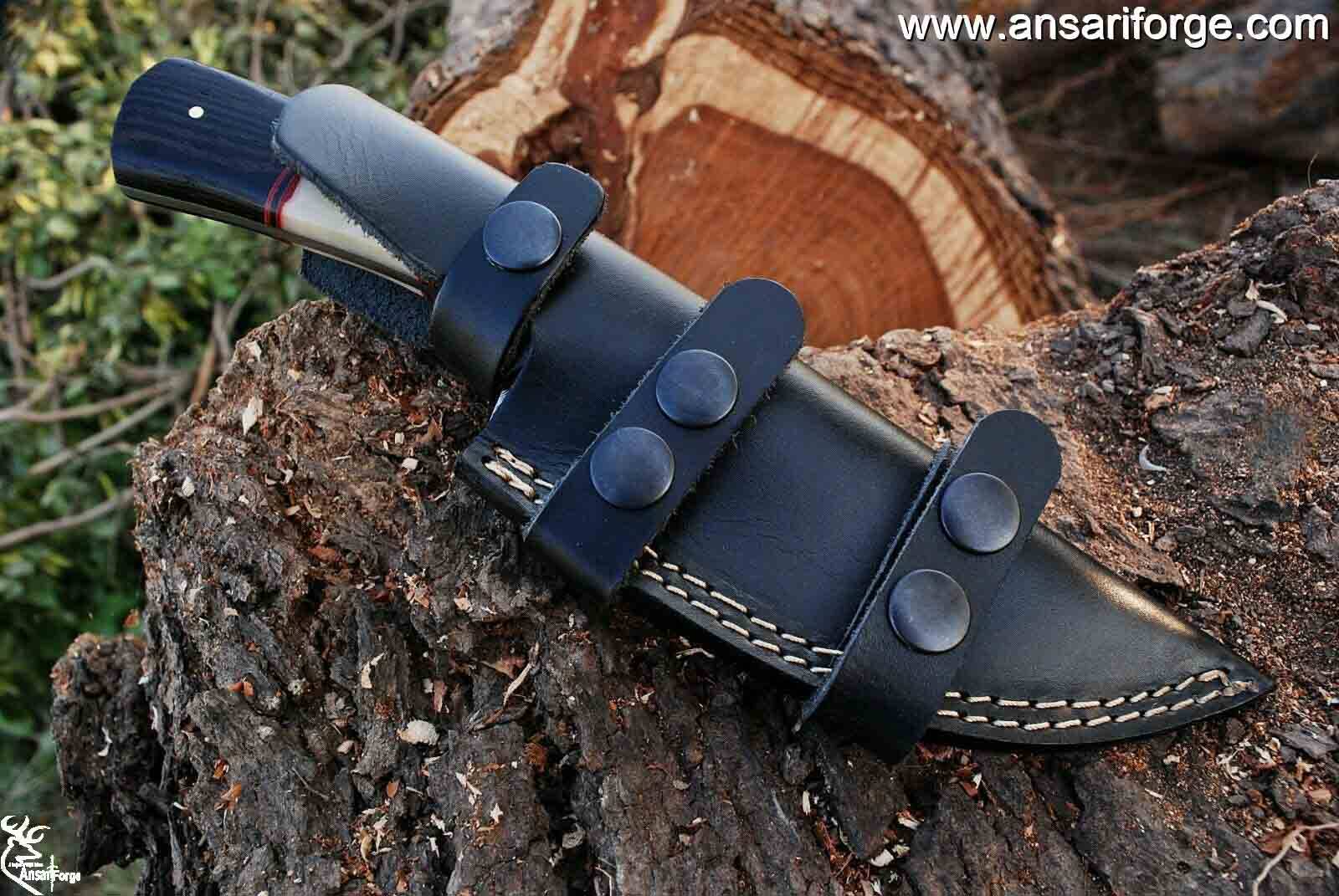 Handmade Damascus steel hunting knife with leather sheath custom knife tactical survival knives