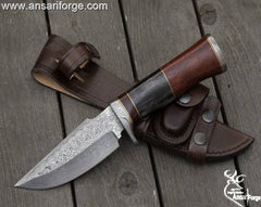 Handmade forged Damascus steel hunting knife