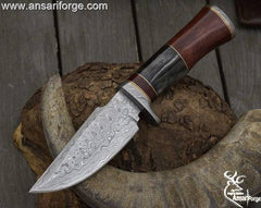 Handmade forged Damascus steel hunting knife