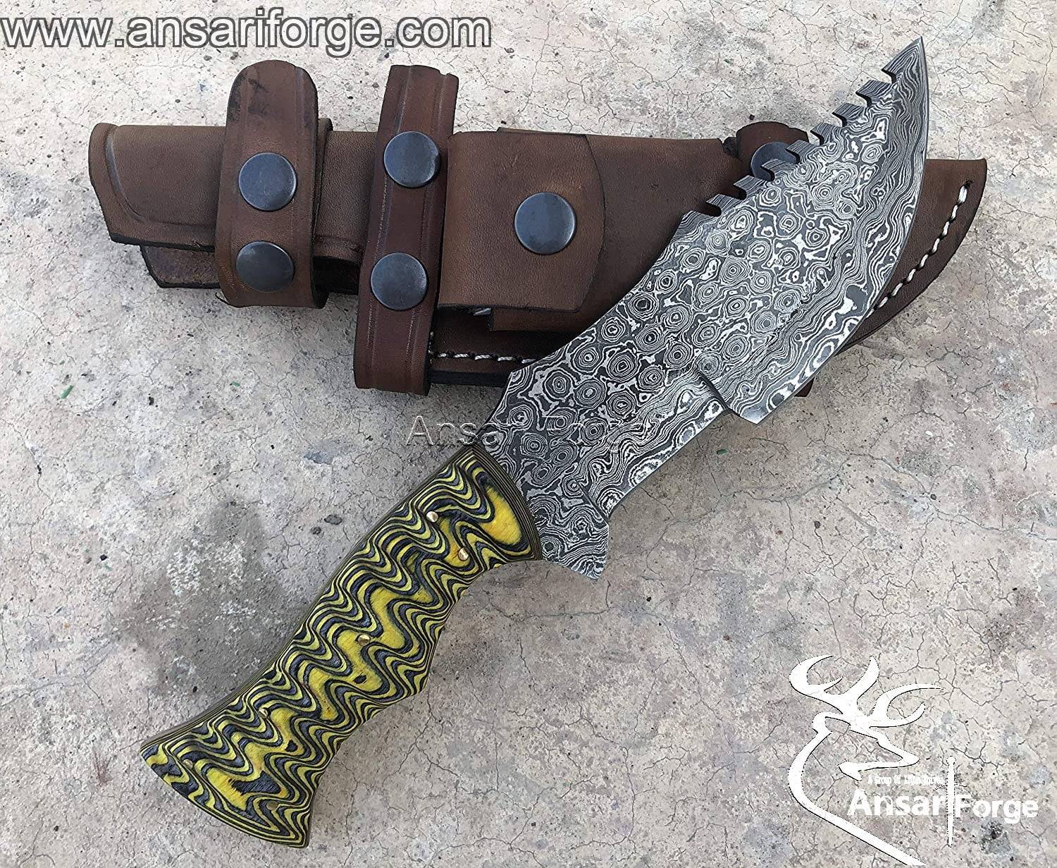 Custom made Damascus steel Tracker Knife
