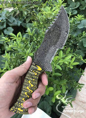 Custom made Damascus steel Tracker Knife
