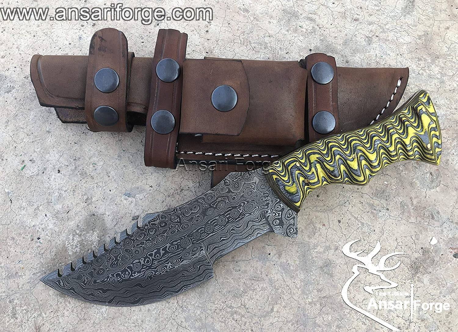 Custom made Damascus steel Tracker Knife