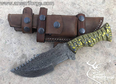 Custom made Damascus steel Tracker Knife