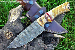 Custom handmade Damascus Steel Hunting Knife