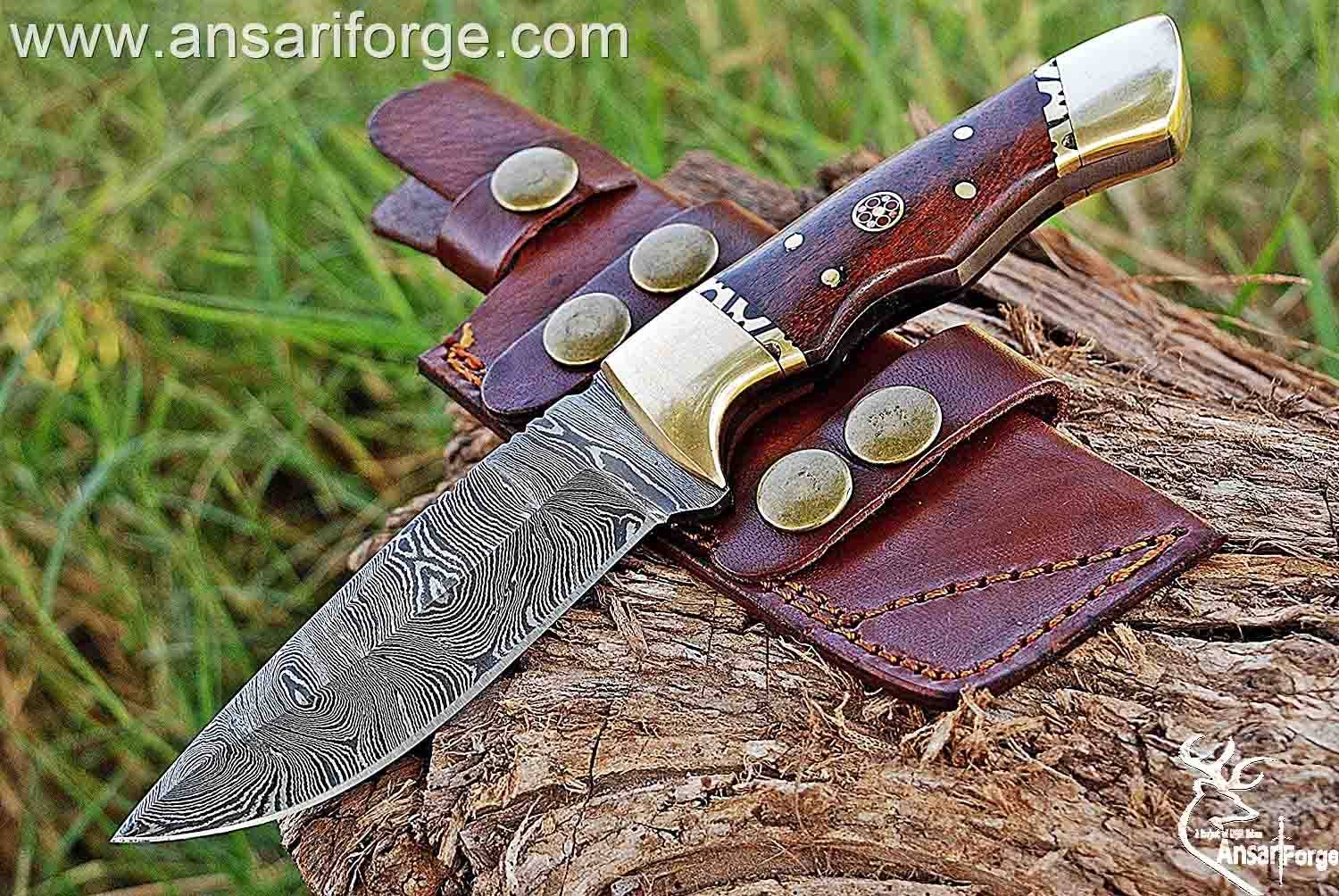 Custom Handmade Forged Damascus Steel Hunting Knife
