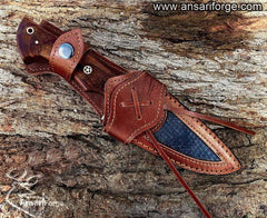 Personalized hand forged Damascus steel hunting knife