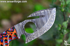 Handmade Damascus Steel Fixed Blade Skinning Hunting Knife With Gut Hook Best For Outdoor Camping Skinner Deer Fishing Hiking Edc Survival Knives For Men