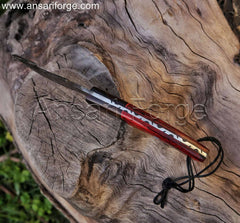 Damascus gut hook knife , Full tang fixed blade hand made knife