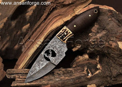 Beautiful Rain Drop Pattern Damascus steel Best Skinning Knife - A Hunting Essential