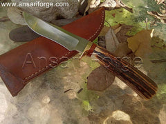 Handmade Hunting Knife With Sheath, Stag Antler Handle & Forged 5160 Steel Blade