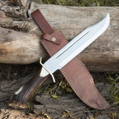 Custom Bowie Knife with Crown Stag handle, 16 inch, D2 steel blade by Ansari Forge.