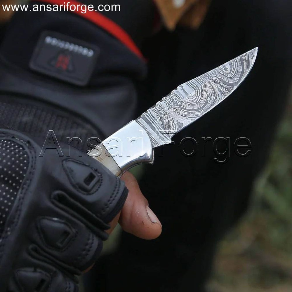 Best Damascus Folding Knife for Sale - Handmade, Pocket, EDC Utility