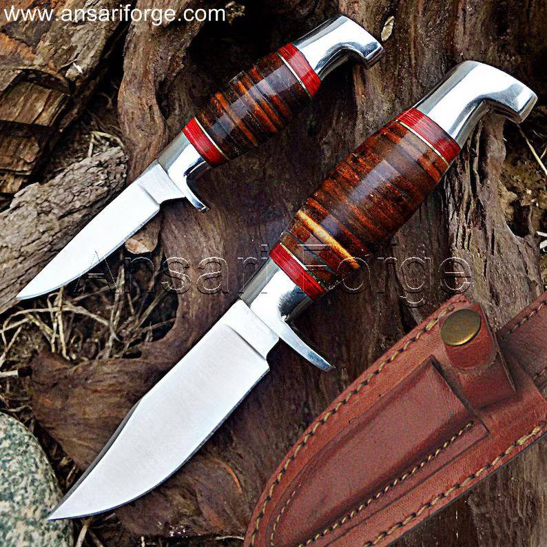 Handmade Piggy Back 2 Pcs Hunting Skinning Knife Set