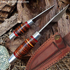 440C stainless steel blades from the Hunting Knife Set, showing clip point and drop point designs.