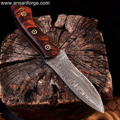 Handmade Damascus hunting knife for survival & camping