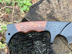 Hand forged Jim Black large custom Bowie knife with stainless steel bolsters and walnut wood handle