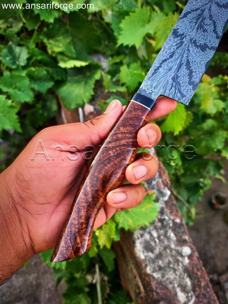 Mosaic Damascus Chef Knife with beautiful rosewood handle