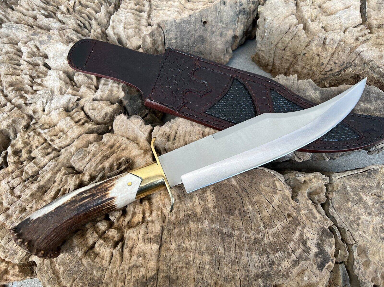 Inglorious Basterds Handmade Heavy duty Bowie Knife 16 Inches D2 Steel Stag Handle And Leather Sheath