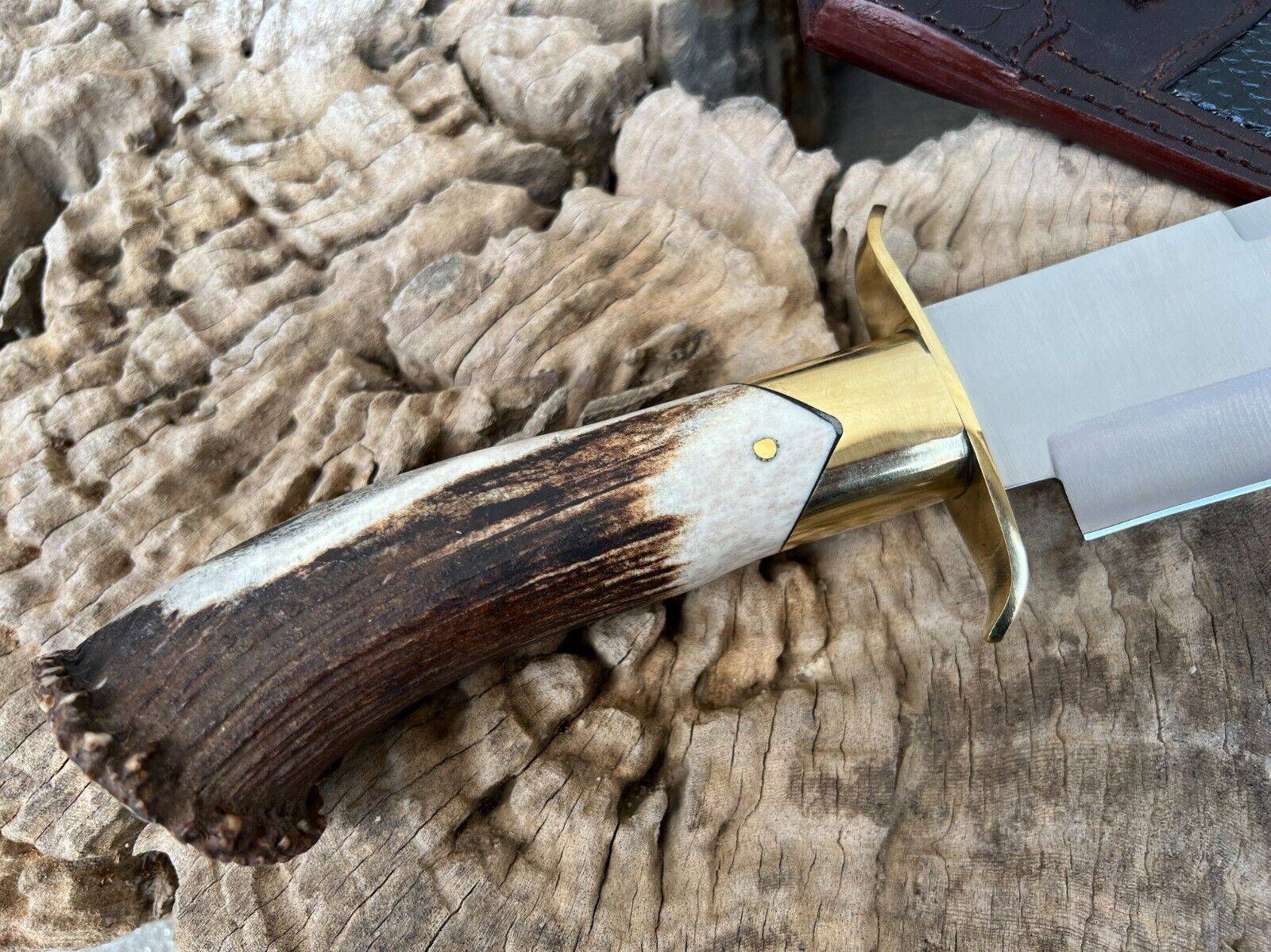 Inglorious Basterds Handmade Heavy duty Bowie Knife 16 Inches D2 Steel Stag Handle And Leather Sheath