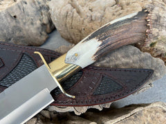 Inglorious Basterds Handmade Heavy duty Bowie Knife 16 Inches D2 Steel Stag Handle And Leather Sheath