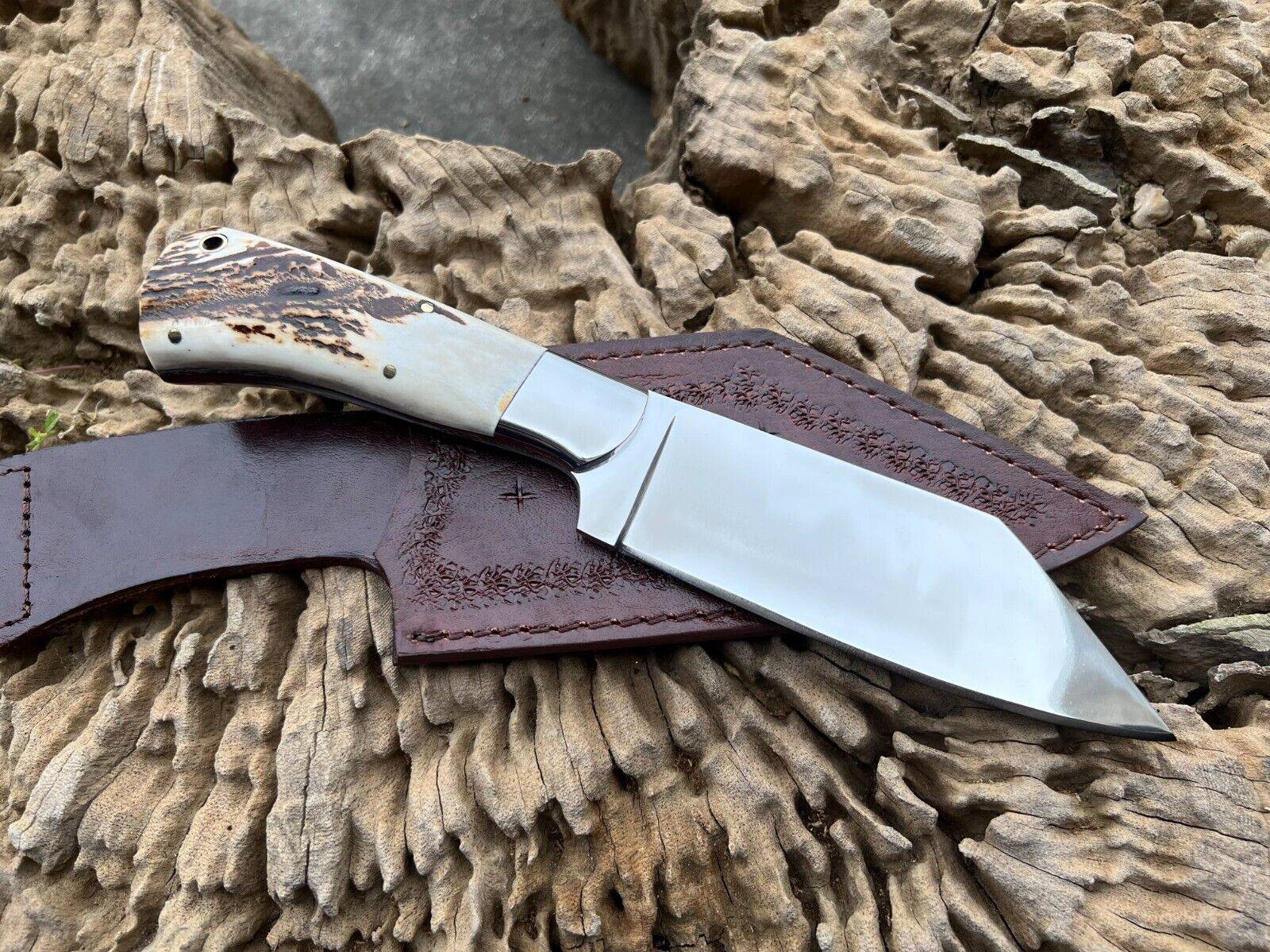 Custom made D2 steel Viking seax knife fix blade knife with sheath