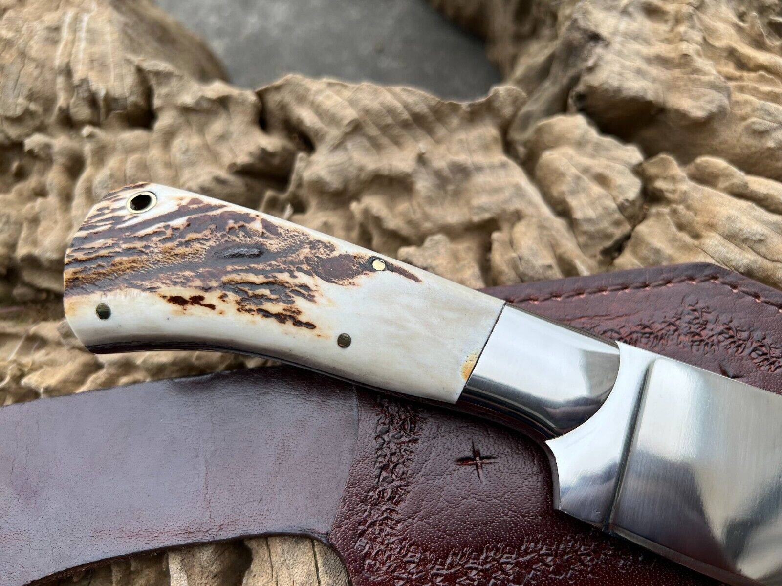 Custom made D2 steel Viking seax knife fix blade knife with sheath