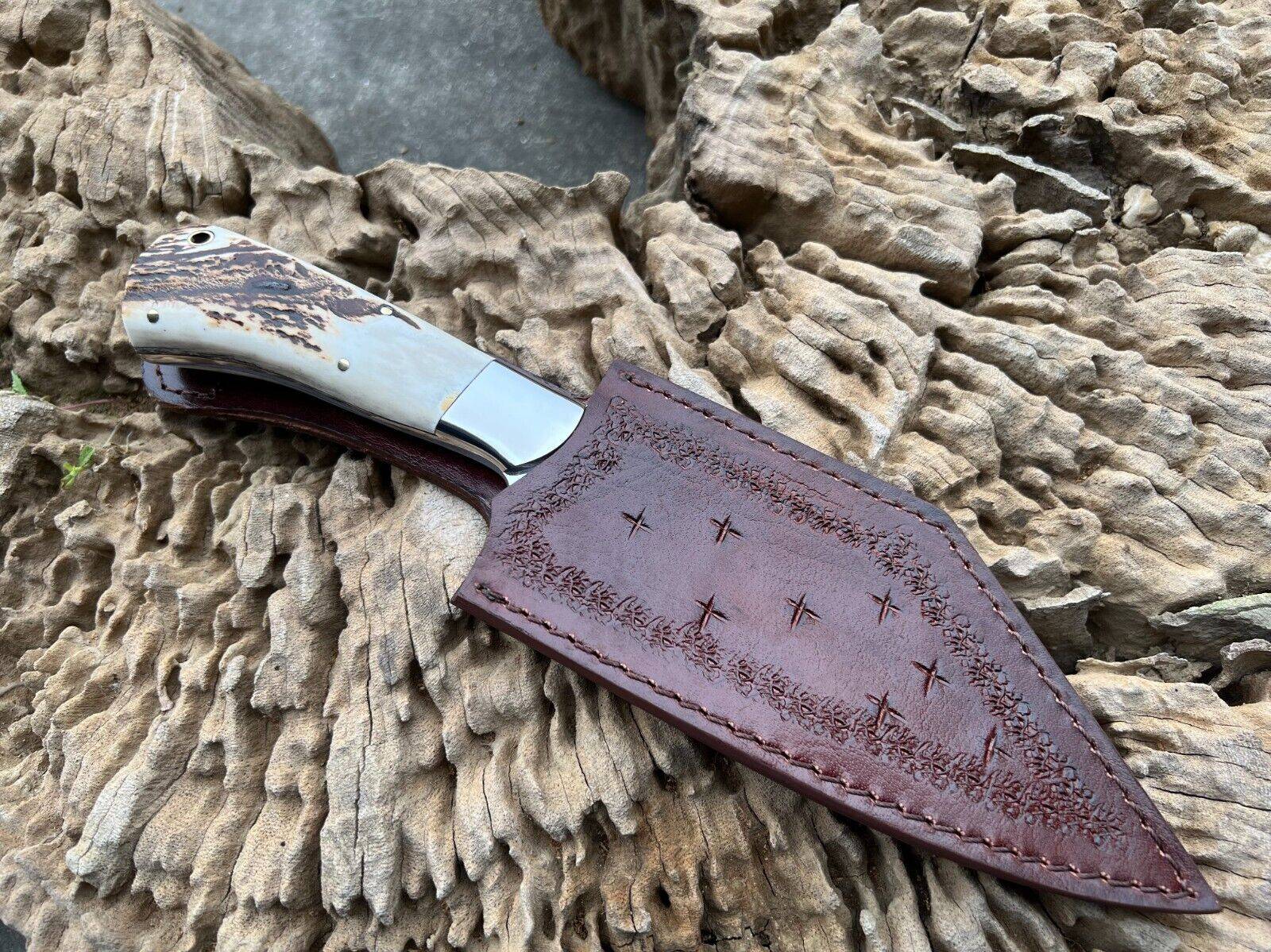 Custom made D2 steel Viking seax knife fix blade knife with sheath