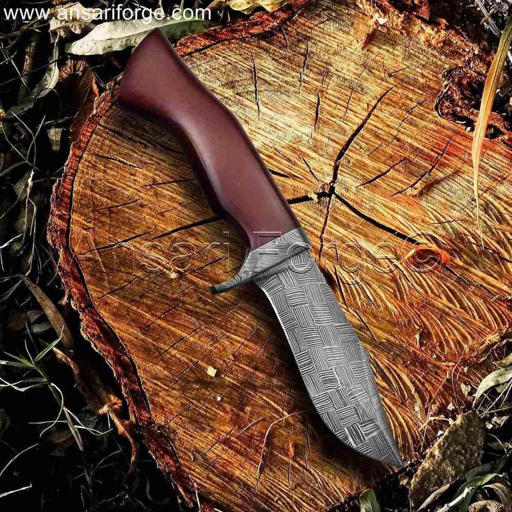 Best Gift Idea - Custom Mosaic Damascus Knife with Damascus guard by Ansari Forge.