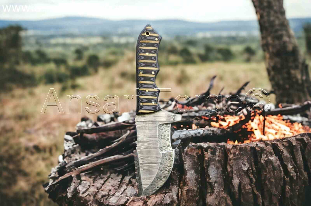 Best Custom Damascus Tracker Knife for Bushcrafting and Hiking.